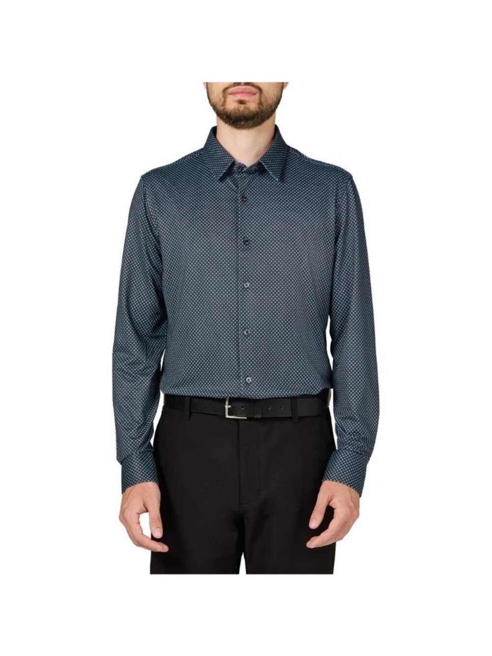 Infinity LinearFlex Men's XXL Long Sleeve Button-Up Shirt Navy Diamond H1984